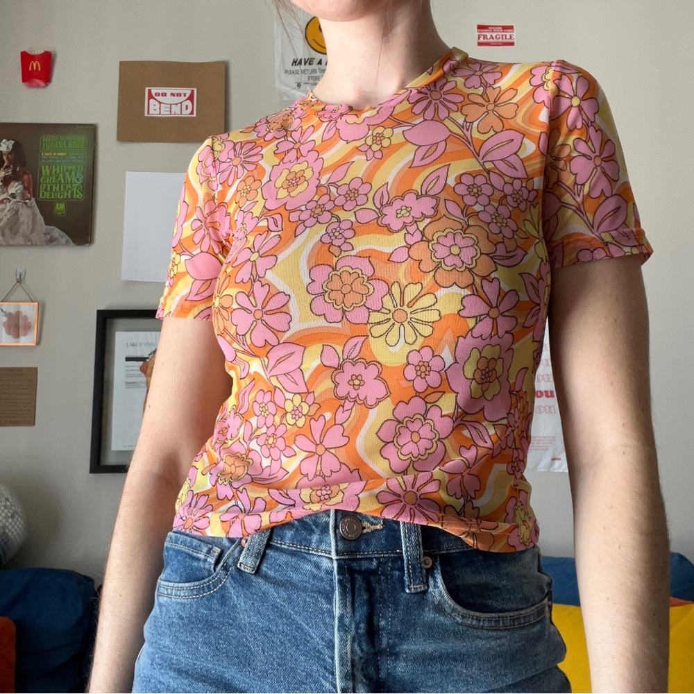 60s/70s Inspired Mesh Top